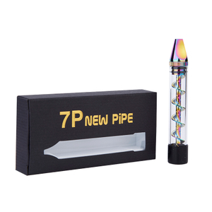 Twisty Glass Blunt 7p New Pipe Flat Mouthpiece Dry Herb Vape Pen-Rainbow