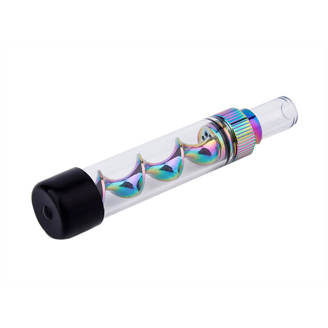 V12ミニツイストガラスブラントキット蒸気器ペン、ガラスパイプ、Vape乾燥ハーブ気化器用のペン - レインボーカラー 