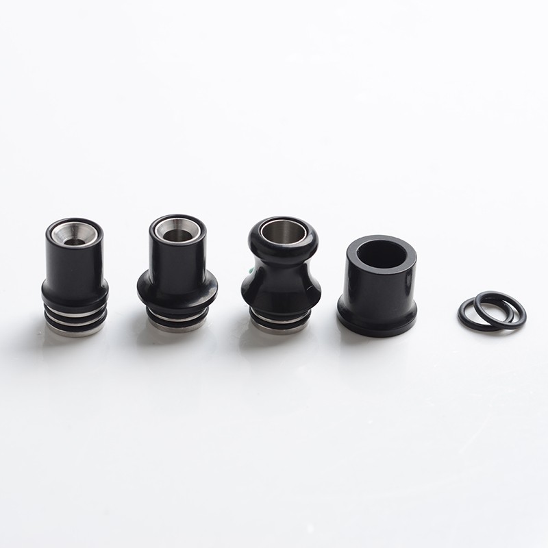 Stickman Style 510 Drip Tip Mouthpiece Combination Set Kit for RDA / RTA / RDTA / Vape Atomizer - Black, Stainless Steel + POM