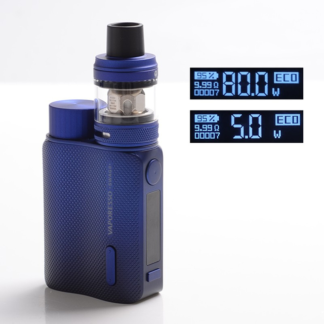 Authentic Vaporesso Swag II 80W VW Box Mod W/ NRG PE Tank Atomizer - Blue ، 3.5ml ، 5 ~ 80W ، 1 × 18650