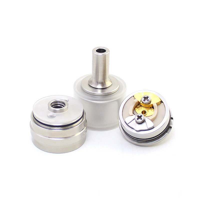 Monarchy J3S Style MTL RTA Rebuildable Tank Vape Atomizer - Silver, Stainless Steel + PCTG, 2.5ml, 22mm Diameter