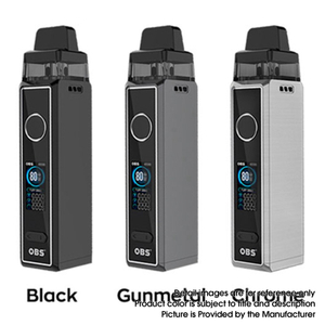 Autêntico OBS Cabo 80W VW Wattage variável Mod POD System Vape kit inicial - metal de pistola, 5 ~ 80W, 2,5 / 3,0ml, 0,2 / 0,4Ohm