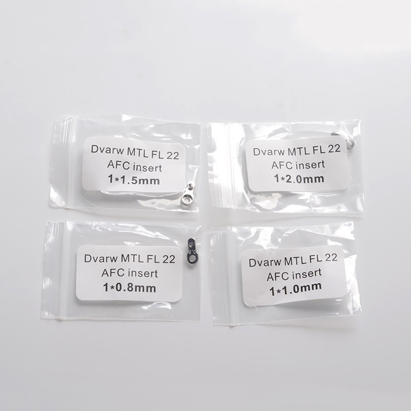SXK Dvarw MTL FL Facelift 22mm RTA Replacement Single Hole Airflow AFC Inserts - Silver, 0.8 + 1.0 + 1.5 + 2.0mm, (4 PCS)