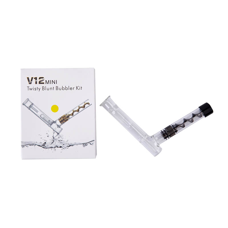 Dry Herb Vape Kit Blunt V12 Plus Twisty Glass Bubbler Smoking Pipe-Gold