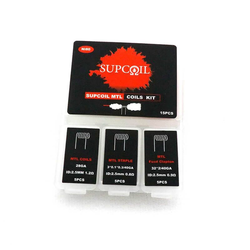 Authentic SUPCOIL MTL Coil + MTL Fused Clapton Coil + MTL Staple Coil Kit Ni80, 0.8 / 0.9 / 1