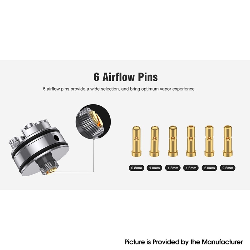 Authentic Vapefly Alberich RTA Replacement Air Pin - 0.8mm, 1.0mm, 1.3mm, 1.6mm, 2.0mm, 2.5mm (6 PCS)
