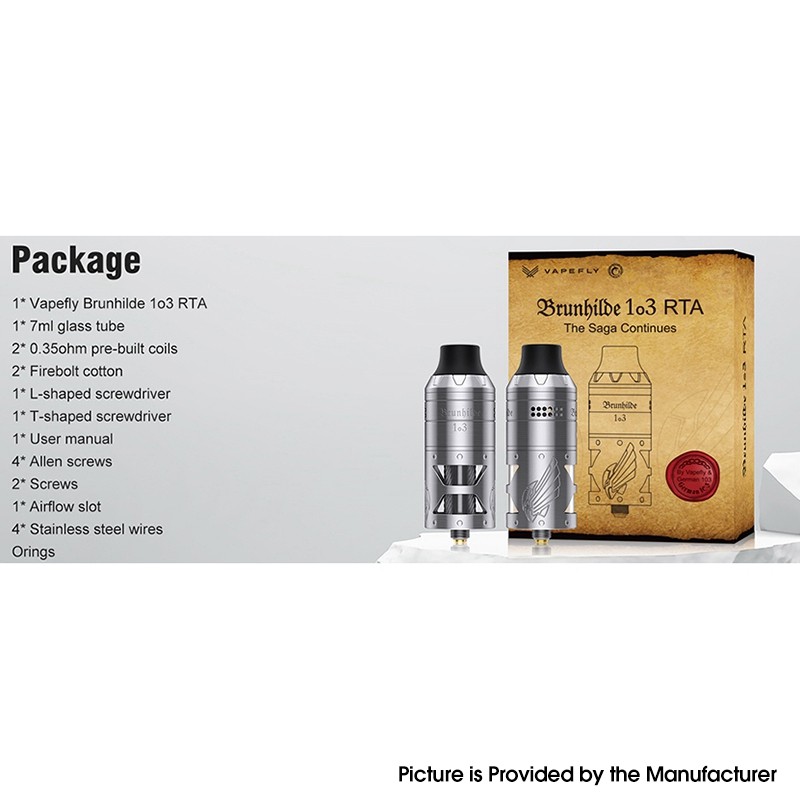 Authentic Vapefly Brunhilde 1o3 RTA Rebuildable Tank Atomizer 25.2mm Diameter 7ml 