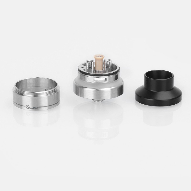 DNV Scar Atty Style RDTA Rebuildable Dripping Tank Vape Atomizer w/ BF Pin - Silver, 316 Stainless Steel, 1.9ml, 22mm Diameter