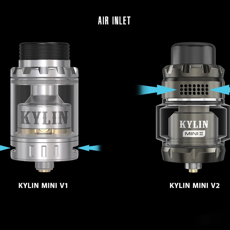 Authentic Vandy Vape Kylin Mini V2 RTA Rebuildable Tank Vape Atomizer - Silver, 3.0 / 5.0ml, 24.4mm Diameter