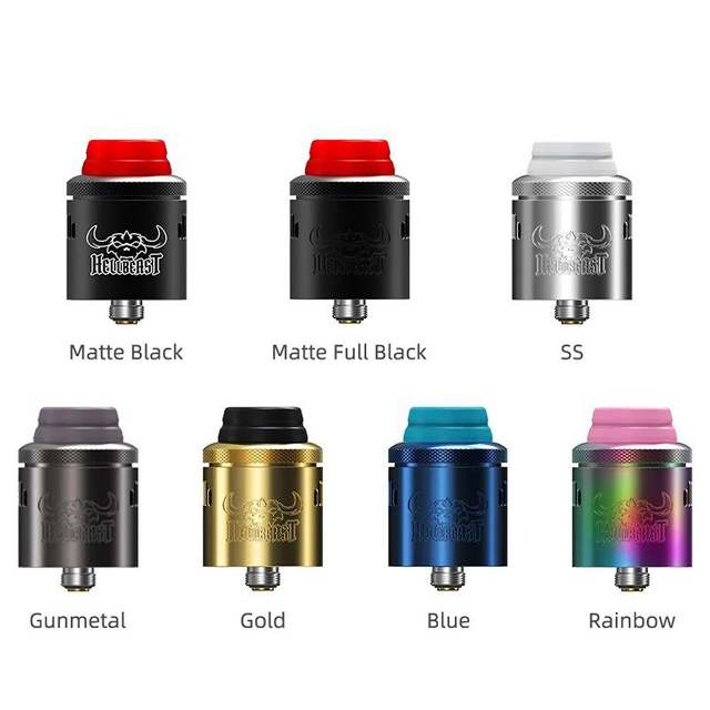 Authentic Hellvape Hellbeast RDA wiederaufbaubares tropfendes Vape -Atomizer mit BF -Stift, Edelstahl, 24 mm Durchmesser