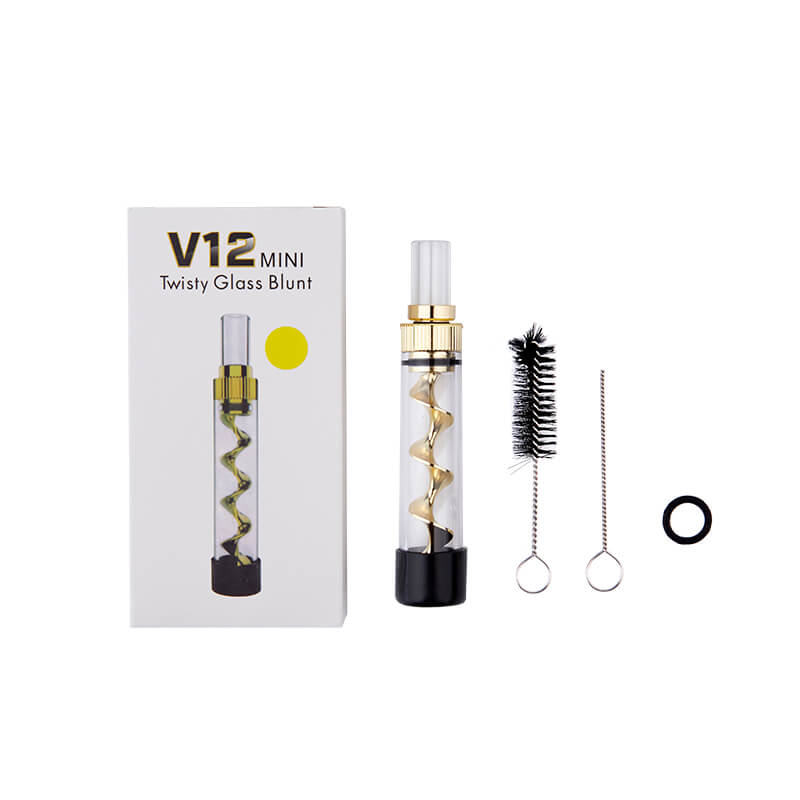 Twisty Glass Blunt V12 Mini Bubbler Kit Vaporizer Pen,Glass Pipe, Vape Pen For Dry Herb Vaporizer - Black Color