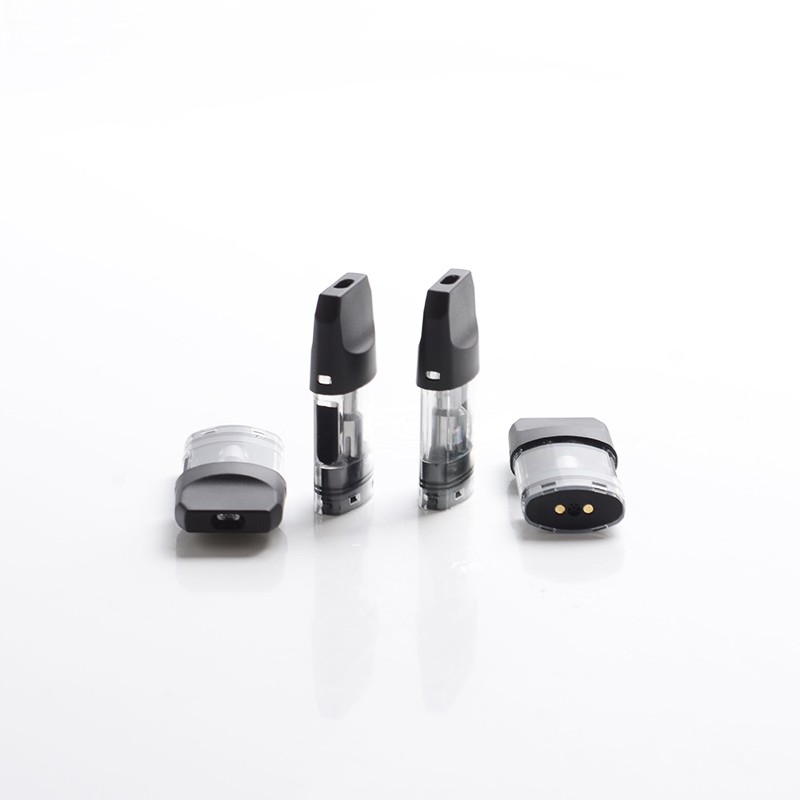Authentic Augvape Air II Pod System Vape Kit Replacement Pod Cartridge w/ 1.3ohm OCC Coil - Black + Transparent, 1.7ml (4 PCS)