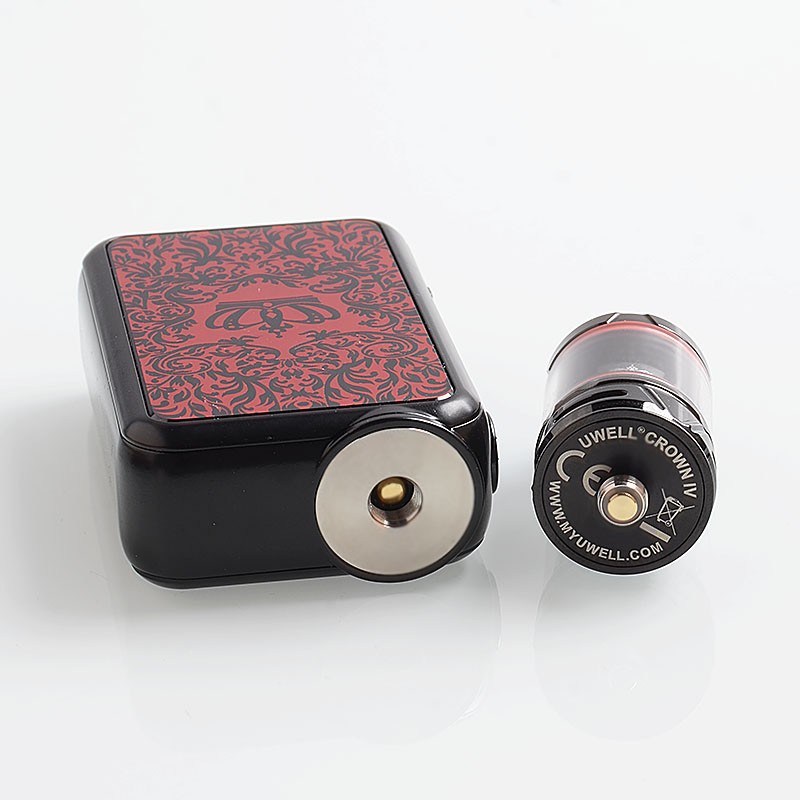 Authentic Uwell Crown 4 IV 200W TC VW Variable Wattage Box Mod + Crown 4 IV Tank Kit - Red, 5~200W, 2 x 18650, 6ml