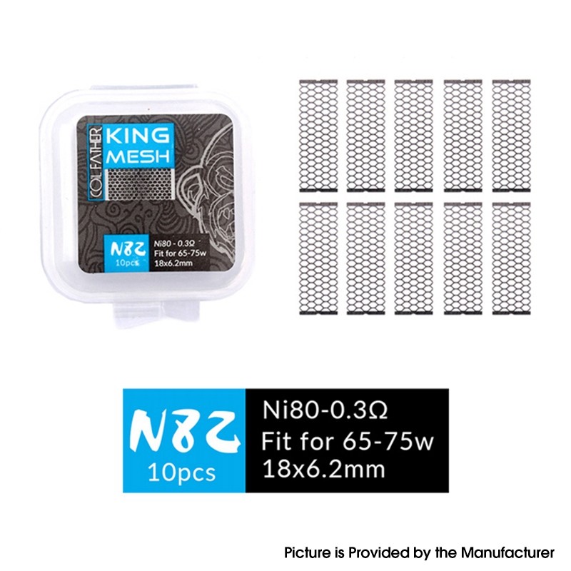 Authentic Coil Father King N82 Mesh Core Coil for RDA / RTA / RDTA Vape Atomizer - Ni80, 65~75W, 0.3ohm, 18 x 6.2mm, (10 PCS)