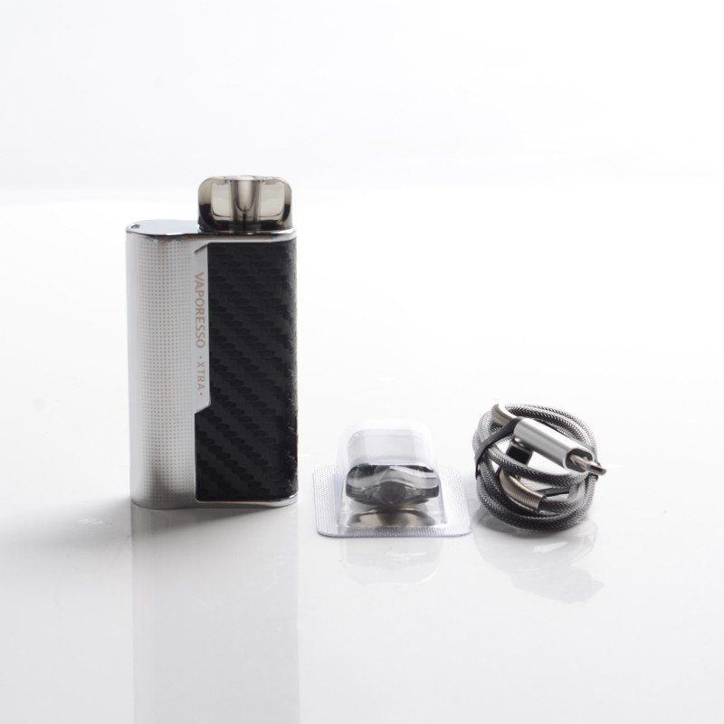 Autêntico Vaporesso Xtra 900mAh POD System Vape kit inicial - prata, 2ml, 0,8OHM / 1.2OHM