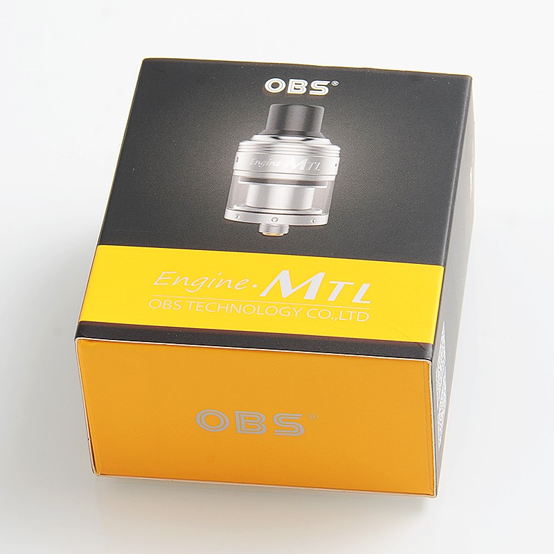 Autêntico OBS motor mtl RTA atomizador de tanque reconstruível - preto, aço inoxidável, 2 ml, 24 mm de diâmetro