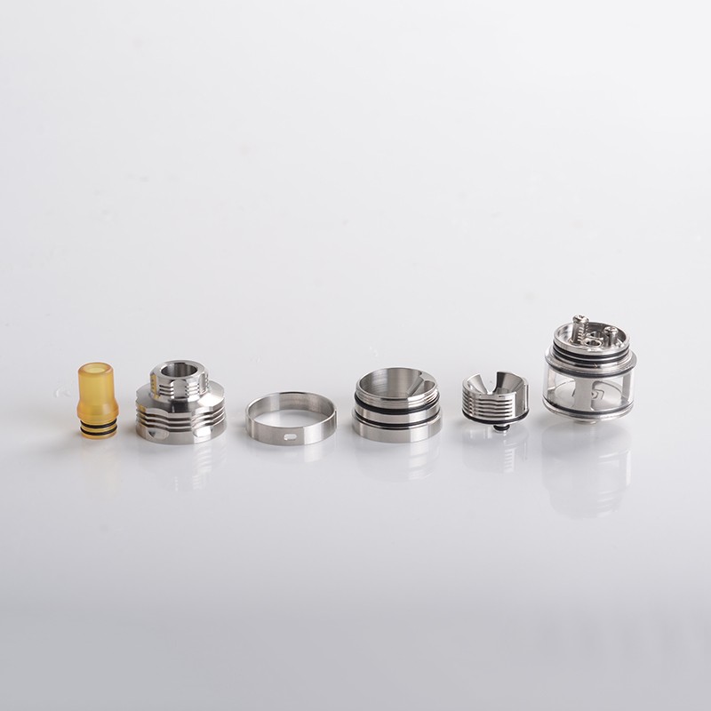 Four One Five 415 S61 Genesis Atomizer Style RDTA Rebuildable Dripping Tank Atomizer Silver Stainless Steel + Glass 22mm