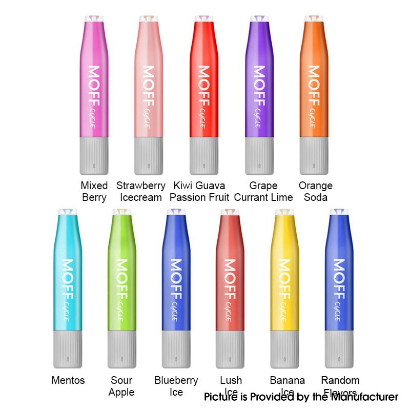 Authentic Moff Cycle Bar 600 Puffs Rechargeable Disposable Kit With 400mAh Battery (One Pack with Five Flavors) 20mg/50mg