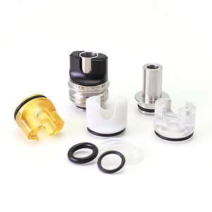 SXK Monarchy Cyber Whistle Drip Tip Set for BB / Billet / Boro AIO Box Mod - Silver, 316SS + POM + PET +Acrylic + Ultem