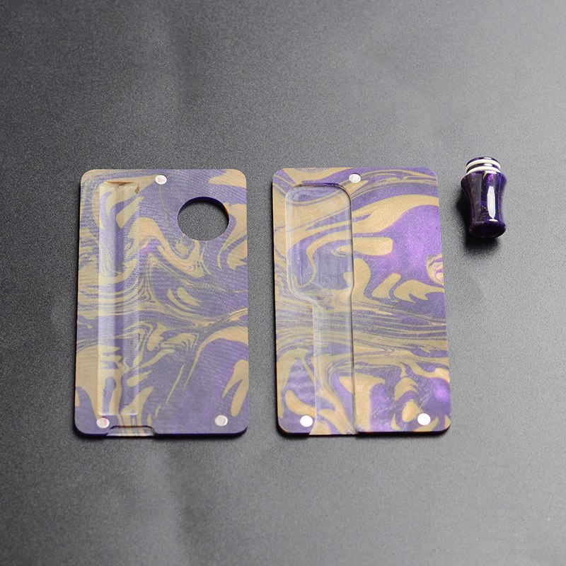 Authentic Ohm Vape AIO Pod Kit Replacement Front Panel + Back Panel + Drip Tip - Purple + Yellow, Resin